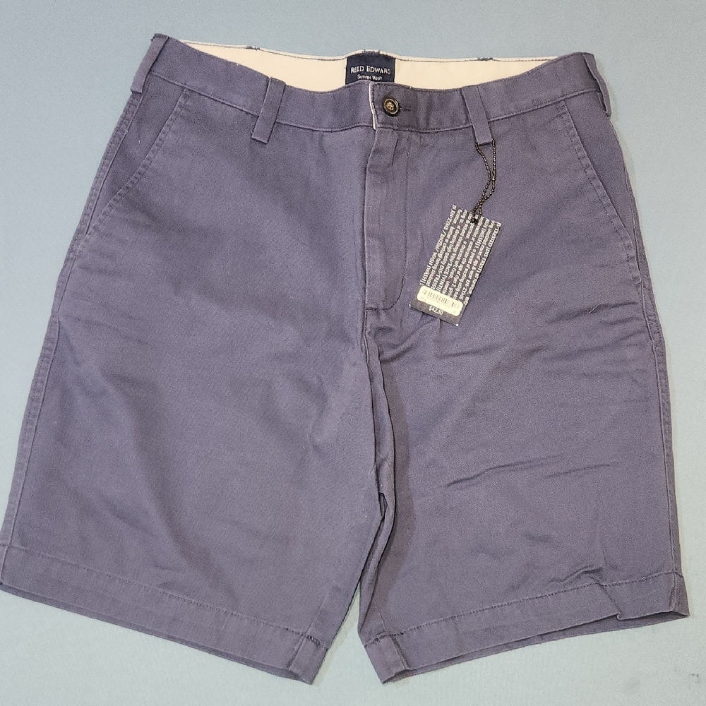NWT. Reed Edward Men's Summer Wash Blue Flat Front Shorts